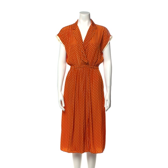 Smythe Burnt Orange Rust and Ivory Polka Dot Dress SZ 4/6 - Picture 2 of 11